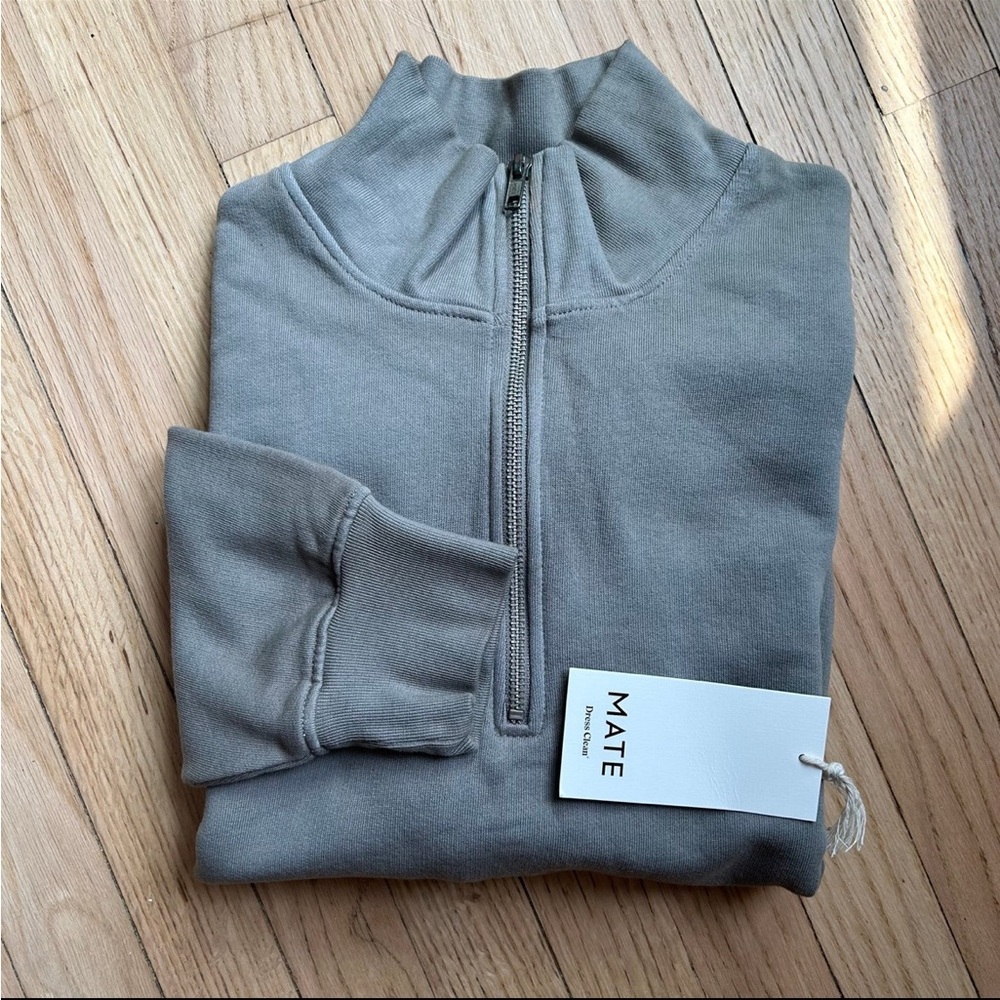 NWOT Mate the Label Half Zip Sweatshirt in Pebble